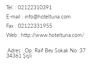 Hotel Tuna iletiim bilgileri